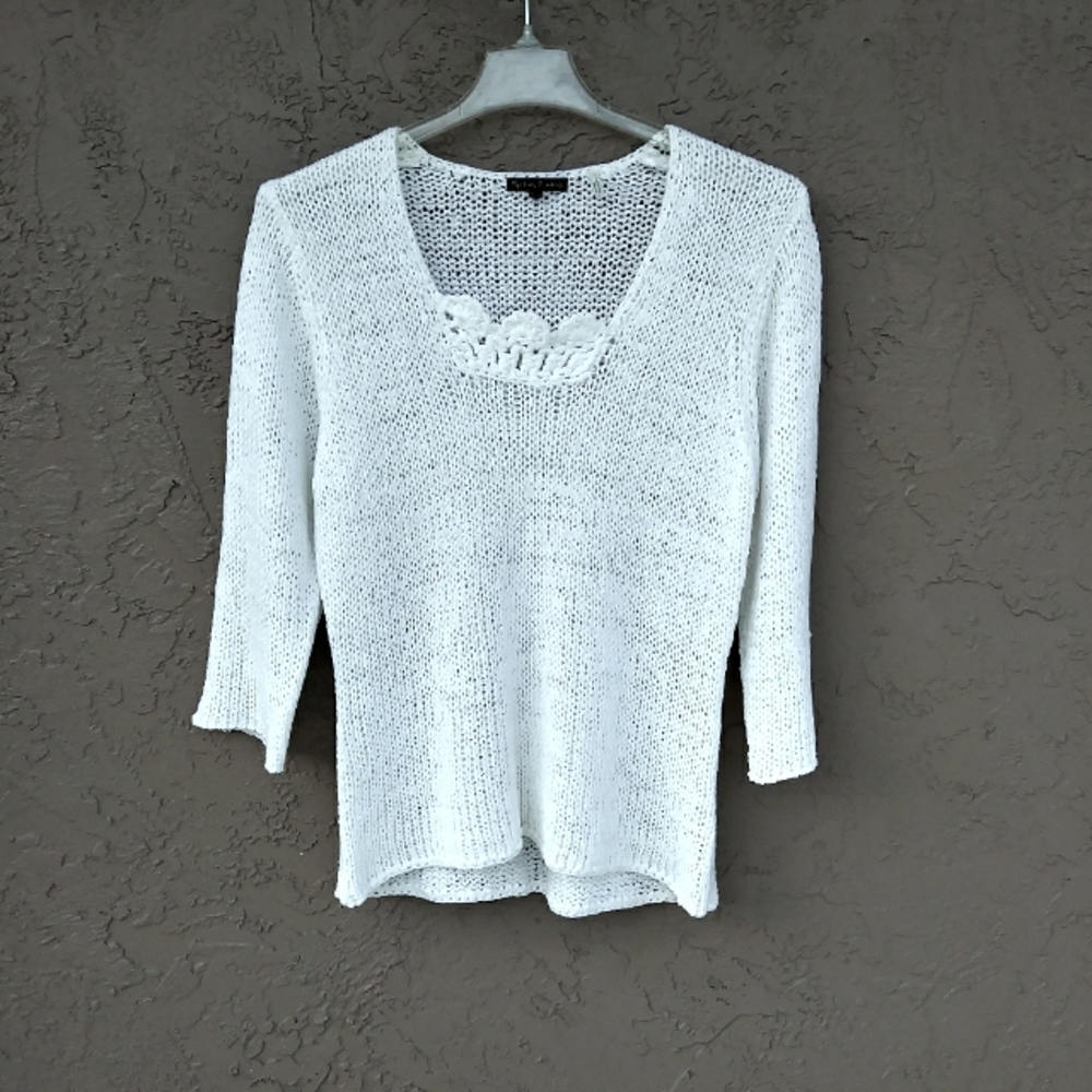 SYDNEY EASTON SWEATER OPEN KNIT TUNIC LONG SLEEVED